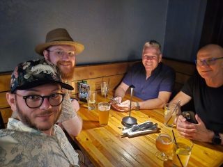 My cousin Zac and his husband, Nick, got in Thursday night from Huntsville and we didn’t waste a minute. They got the full Tampa Bay experience, with great fun and food on all sides of the Bay. Thanks to Tim, Will and Cam for a great dinner out Friday night and to Tim for the art walk crawl and dinner (pictured) last night. And to Sean for being Sean. Awesome family, awesome friends. And some great food and spectacular weather. The condo feels empty tonight. #family #friends