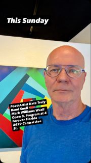 My show, Integration, closes this Sunday July 26 with a reception, poetry reading, Q&A and discussion. The program, Q&A and discussion will be moderated by Poet/Artist Nate Truly, who will read some of his own work. Nate and I will be joined by guest resident artist Mark Williams and founding artist Wasil. Open 3-7, program at 4. Forever Florida Real Estate and Art Gallery, 2629 Central Ave, St. Petersburg. #stpetersburgflorida #art #stpeteartist #dtsp #ilovetheburg