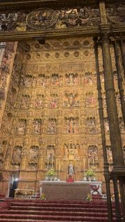 It’s impossible for pictures and videos to convey the feel inside a gothic church.
That is even more true today, inside the largest such structure in the world.
The Catedral de Sevilla is a vast triumph of medieval architecture, incorporating an earlier mosque which was a triumph of Muslim architecture.
One focuses on pieces.
The magnificent wooden alterpiece. The stained glass. The vaulted ceiling, the naves. The tomb of Christopher Columbus. The tower, with ramps instead of stairs, which allowed even aging Muslim clerics to be carried by donkey to the top, several times a day, to call for prayers.
But looming over everything is the sheer size of the place.
I sat for awhile, oblivious to the people occasionally clambering over me to photograph the alterpiece. For a moment, I was calm.
Then I walked out into the Islamic terrace with its orange trees, and looked up and around again at this amazing mixture of Islamic and Medieval European architecture. I thought of the European dark ages when Islam carried the torch of knowledge after the fall of Rome; the glory of medieval Christianity; and the epic Golden Empire of Spain, when half the world was administered from this very city.
Tomorrow I’ll travel to Granada, to a very different experience, the final refuge of Islamic life in Spain.
#catedraldesevilla #sevilla #españa #viajero