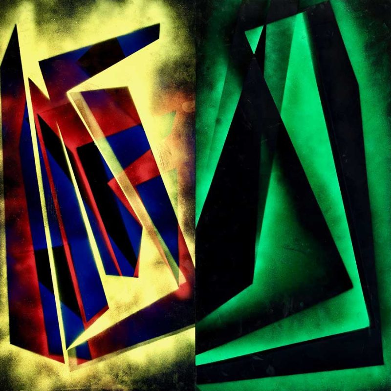 Dimensions, 32” x 32” acrylic and collage on wood panel, 2025. $3500