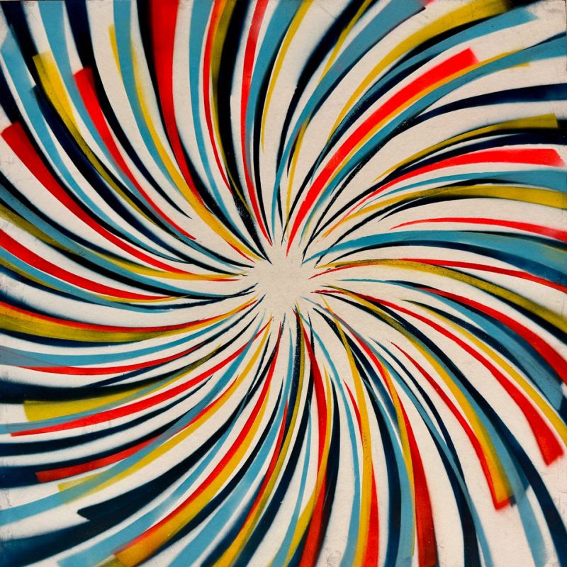 Sunday Stuff, 24” x 24” collage and acrylic on wood panel, 2025.